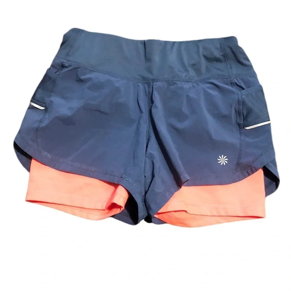 Athleta ready set go 2 in 1 running shorts